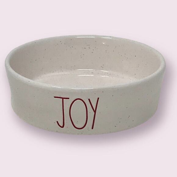 Rae Dunn NWT "JOY" Cream & Red Ceramic Pet Food Bowl Christmas Holiday - Picture 1 of 3